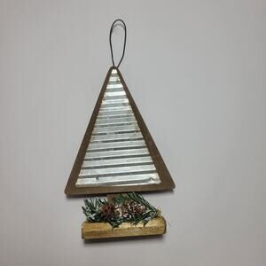 Rustic Wood and Tin Christmas Tree Christmas Ornament